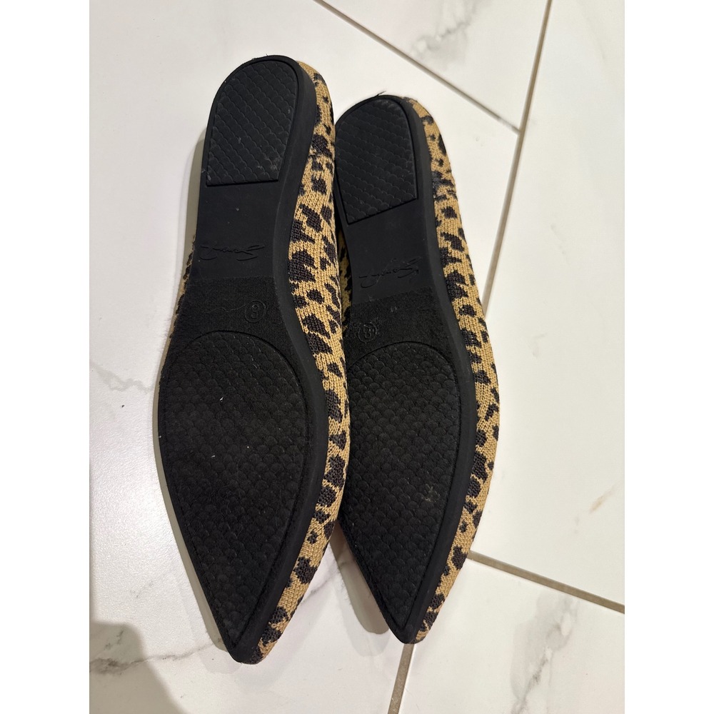 Seven7 Womens Leopard Print Knit Pointed‎ Toe Flats Tan Black Burgundy Trim - Picture 9 of 10